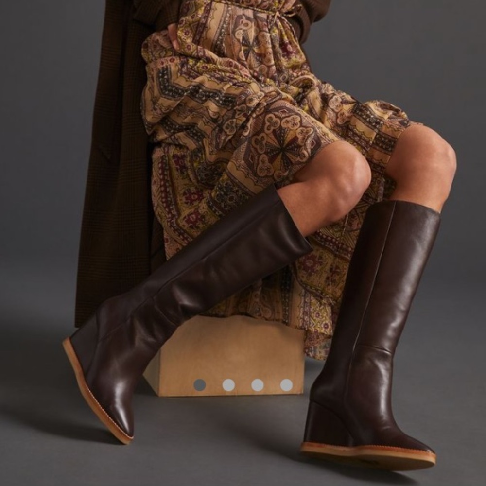 Lola Cruz Anthropologie Alicia Wedge Boot Sz 37/7